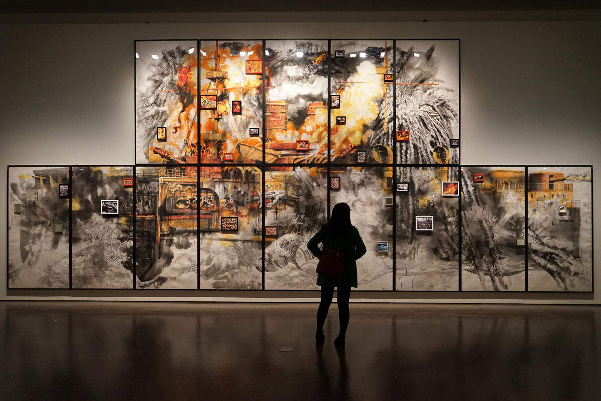 Woman Looking at a Museum Exhibition